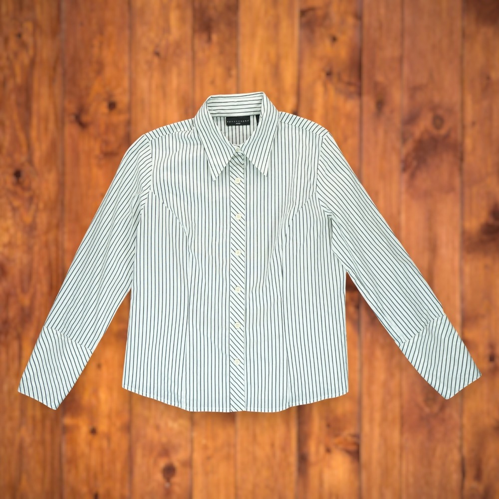 Apostrophe Women's Dress Shirt Collared Long Sleeve Petite 12 Striped
